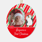 Pinguin Baby's First Christmas Foto Keramik Ornament (Links)