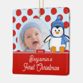 Pinguin Baby's First Christmas Foto Ornament (Links)