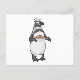 Pinguin Bäcker Brot Postkarte