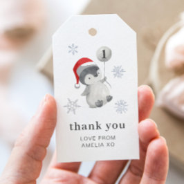 Pinguin Balloon 1. Geburtstag - Danke Geschenkanhänger