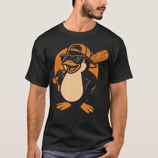 Pinguin Baseball Panda spielt Baseball T-Shirt (Vorderseite)