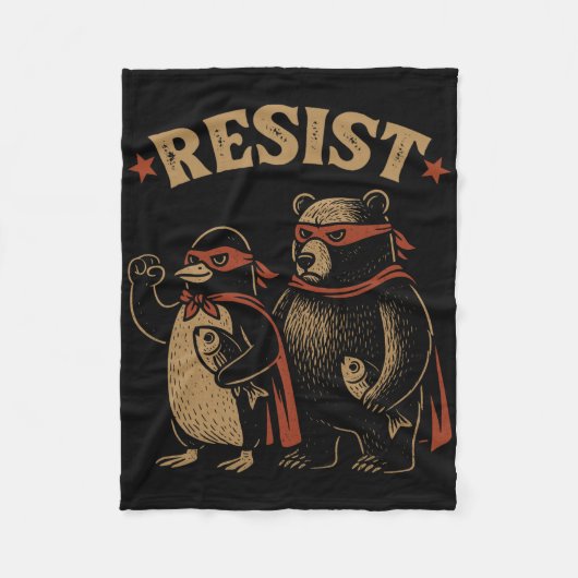 Pinguin Bear Flippers Up Residence Funny Pinguins Fleecedecke (Vorderseite)