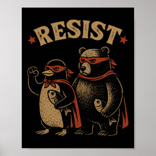 Pinguin Bear Flippers Up Residence Funny Pinguins  Poster