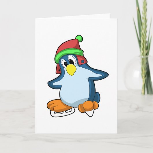 Pinguin bei der Ice-Skaten mit Ice-Skaten Karte (Vorderseite)