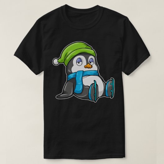 Pinguin bei Ice Skaten mit Hat 1 T-Shirt (Design vorne)