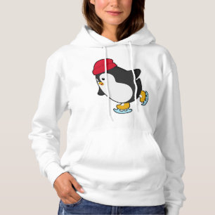 Pinguin bei Ice Skaten mit Hut Hoodie