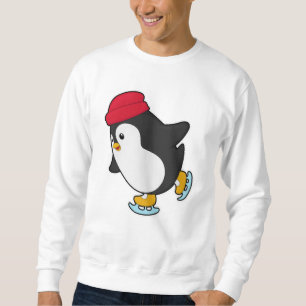 Pinguin bei Ice Skaten mit Hut Sweatshirt