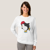 Pinguin bei Ice Skaten mit Hut T-Shirt (Vorne ganz)