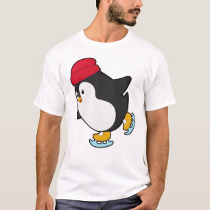 Pinguin bei Ice Skaten mit Hut T-Shirt