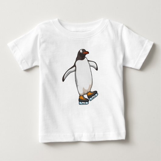Pinguin bei Ice Skaten mit Ice-Skaten Baby T-shirt (Vorderseite)