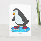 Pinguin bei Ice Skaten mit Ice-Skaten Karte (Rückseite)