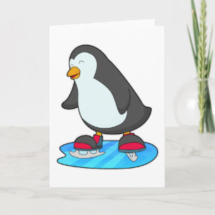 Pinguin bei Ice Skaten mit Ice-Skaten Karte