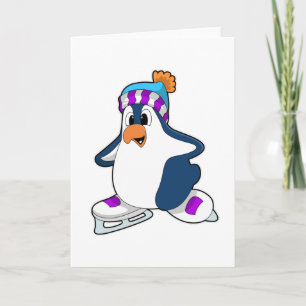 Pinguin bei Ice Skaten mit Ice-Skaten Karte