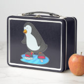 Pinguin bei Ice Skaten mit Ice-Skaten Metall Brotdose (Beispiel)