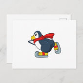 Pinguin bei Ice-Skaten mit Ice-Skaten.PNG Postkarte (Vorne/Hinten)