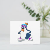 Pinguin bei Ice Skaten mit Ice-Skaten Postkarte (Stehend Vorderseite)