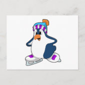 Pinguin bei Ice Skaten mit Ice-Skaten Postkarte (Vorderseite)