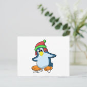 Pinguin bei Ice Skaten mit Ice-Skaten Postkarte (Stehend Vorderseite)