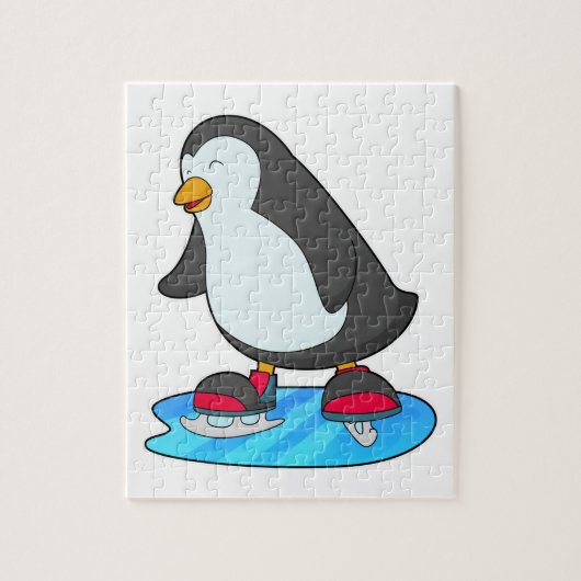 Pinguin bei Ice Skaten mit Ice-Skaten Puzzle (Vertikal)