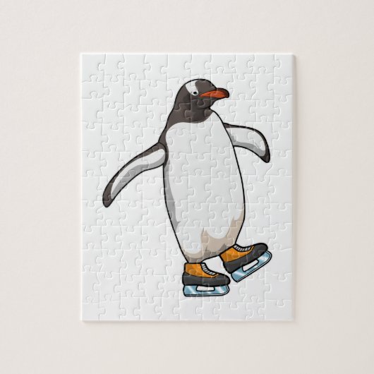 Pinguin bei Ice Skaten mit Ice-Skaten Puzzle (Vertikal)