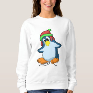 Pinguin bei Ice Skaten mit Ice-Skaten Sweatshirt