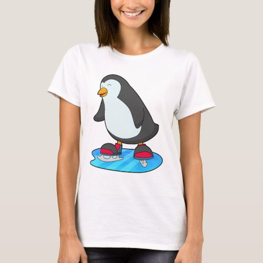 Pinguin bei Ice Skaten mit Ice-Skaten T-Shirt (Vorderseite)