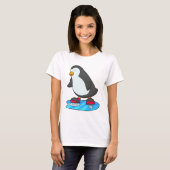 Pinguin bei Ice Skaten mit Ice-Skaten T-Shirt (Vorne ganz)