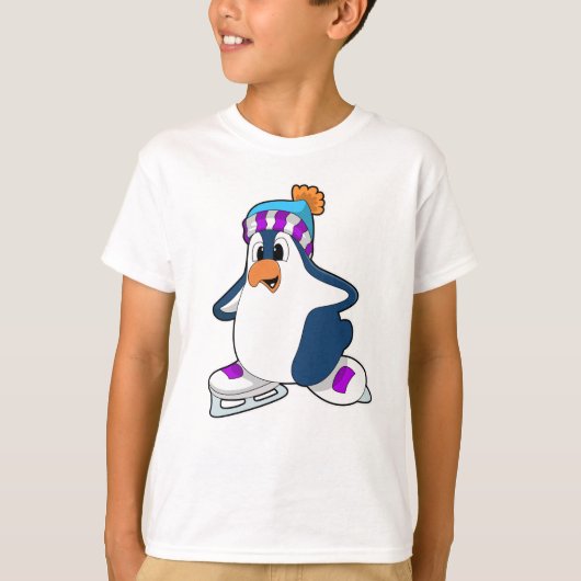 Pinguin bei Ice Skaten mit Ice-Skaten T-Shirt (Vorderseite)