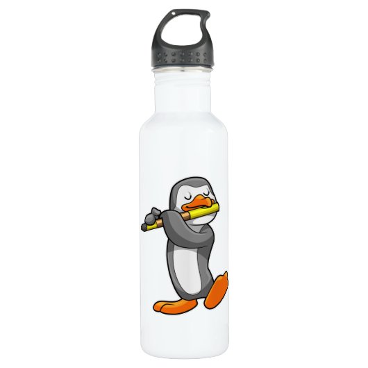 Pinguin bei Musik mit Flute Edelstahlflasche (Vorderseite)