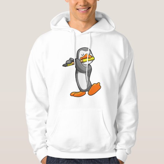 Pinguin bei Musik mit Flute Hoodie (Vorderseite)