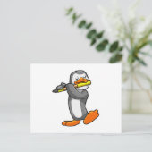 Pinguin bei Musik mit Flute Postkarte (Stehend Vorderseite)