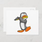 Pinguin bei Musik mit Flute Postkarte (Vorne/Hinten)