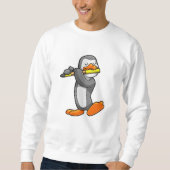 Pinguin bei Musik mit Flute Sweatshirt (Vorderseite)