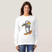 Pinguin bei Musik mit Flute Sweatshirt (Vorne ganz)