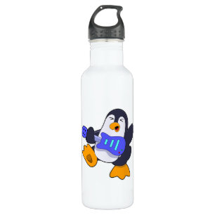 Pinguin bei Musik mit Gitarre Edelstahlflasche