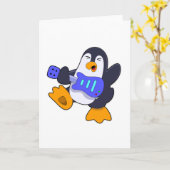 Pinguin bei Musik mit Gitarre Karte (Gelbe Blume)