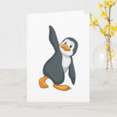 Pinguin bei Yoga-Stretching-Übungen Karte (Gelbe Blume)