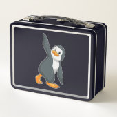 Pinguin bei Yoga-Stretching-Übungen Metall Brotdose (Rückseite)