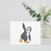 Pinguin bei Yoga-Stretching-Übungen Postkarte (Stehend Vorderseite)