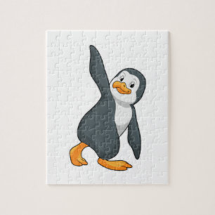 Pinguin bei Yoga-Stretching-Übungen Puzzle
