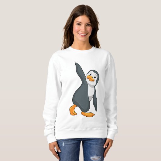 Pinguin bei Yoga-Stretching-Übungen Sweatshirt (Vorne ganz)