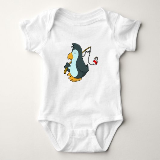 Pinguin beim Angeln mit Angelrute Baby Strampler (Vorderseite)