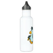 Pinguin beim Angeln mit Angelrute Edelstahlflasche (Links)