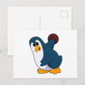 Pinguin beim Bowling mit Bowlingkugel Postkarte (Vorne/Hinten)