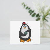 Pinguin beim Bowling mit Bowlingkugel Postkarte (Stehend Vorderseite)
