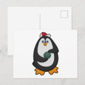 Pinguin beim Bowling mit Bowlingkugel Postkarte (Vorne/Hinten)