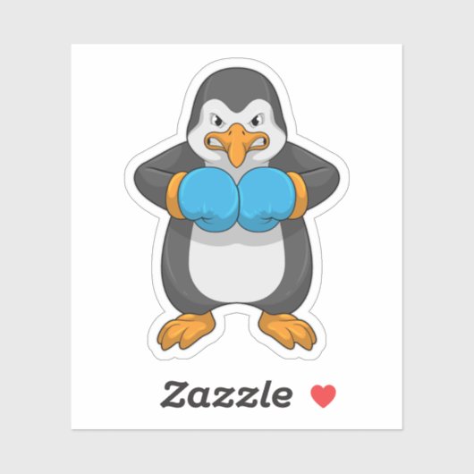 Pinguin beim Boxen mit Boxhandschuhen Aufkleber (Blatt)