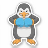 Pinguin beim Boxen mit Boxhandschuhen Aufkleber (Vorderseite)