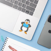 Pinguin beim Boxen mit Boxhandschuhen Aufkleber (Laptop mit iPhone)