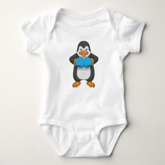 Pinguin beim Boxen mit Boxhandschuhen Baby Strampler (Vorderseite)